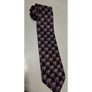 Rene Chagal Handmade Republican  Maga Flag Elephant Polyester Neck Tie USA Right